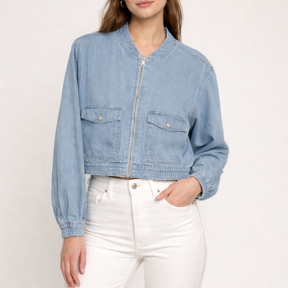 LOFT Jackets & Blazers - LOFT Light Wash Denim Bomber Jacket